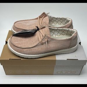 NIB Hey Dude Shoes Sparkling Rose Gold Women’s 7 Loafers Slip Ons